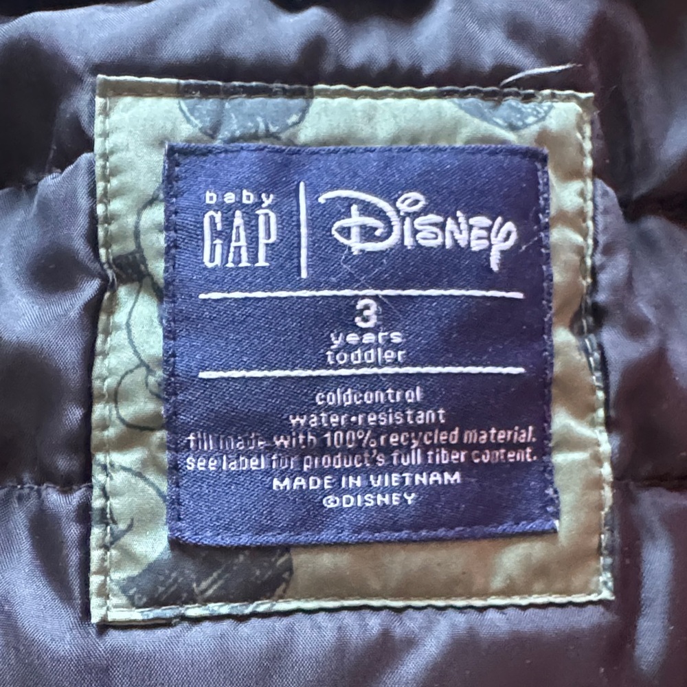 GAP Green Mickey Mouse Puffer Jacket - Picture 3 of 4